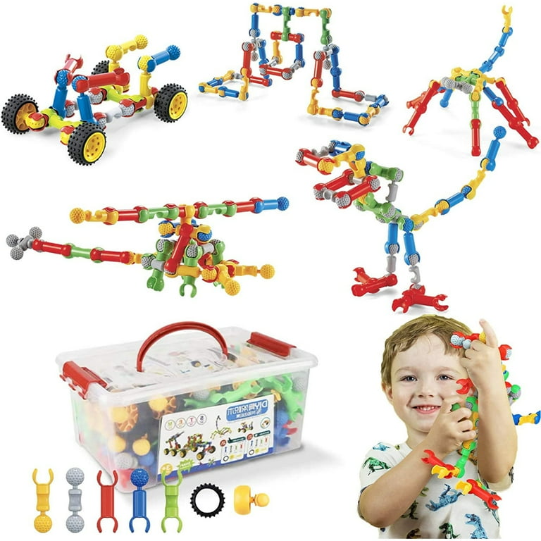 Kids Building STEM Toys, 125 Pcs Building Blocks Kit Educational  Construction Engineering Learning Set for Ages 3 4 5 6 7 8 9 10 Year Old  Boys Girls