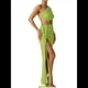 thumbnail image 3 of Conjuntos de Vestidos de Noche Asimétricos con Abertura Alta para Playa y Verano para Mujer Verde L, 3 of 6