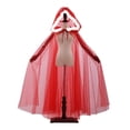 thumbnail image 4 of Red Tulle Cape, Women Tulle Hooded Cape Adult Full Length Sheer Cape Vampire Elf Robe Veil Clothing Cloak, 4 of 7