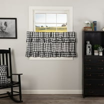 VHC Brands Annie Buffalo Check Curtain, Tier Pair 24x36, Black, 2 Pieces