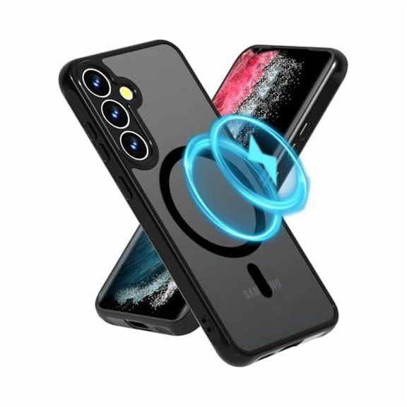 Saluqifa Magnetic Case for Samsung Galaxy S24 - [Compatible with MagSafe] [Military Grade Drop Tested] Slim Translucent Matte Clear Case Wireless Charger Cover for Men Women