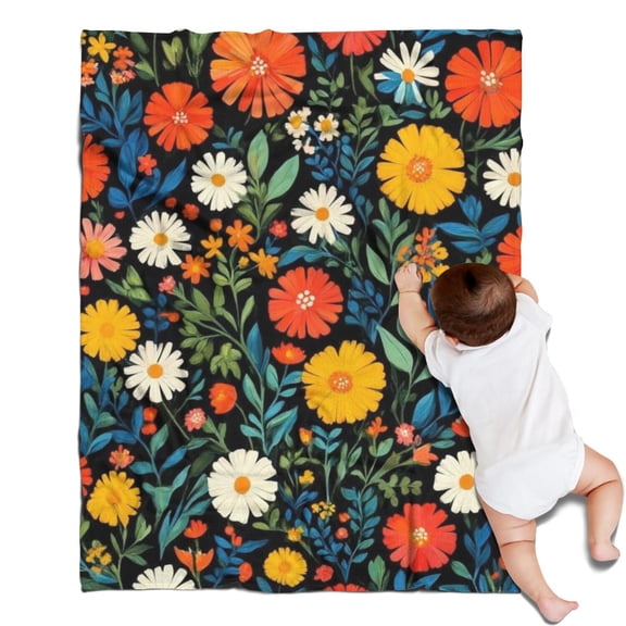Pioneer Flower Floral Print Pattern Blanket,Comfortable Soft Flannel Throw Blanket,All Season,Warm Lightweight Blankets for Sofa Bed Couch Living Room Chair,30"x40"