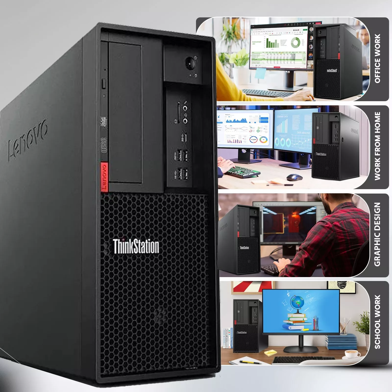 良品i5-8500/8GB/256GB+1TB/2024/Win11Pro Restored Lenovo Tower Desktop Computer PC, Intel Hexa Core i5-8500