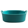 thumbnail image 1 of Qeeadeea Rectangular Lasagne Pan With Handle, Small Ceramic Bakeware Pan For 1 Person, Porcelain Baking Dish Oven Proof-Light blue-650ml, 18x16.5x5.5cm, 1 of 7