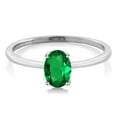 thumbnail image 3 of Gem Stone King 10K White Gold Green Nano Emerald Solitaire Engagement Ring for Women (0.60 Cttw, Oval 7X5MM, Gemstone May Birthstone, Available in Size 5-10), 3 of 4