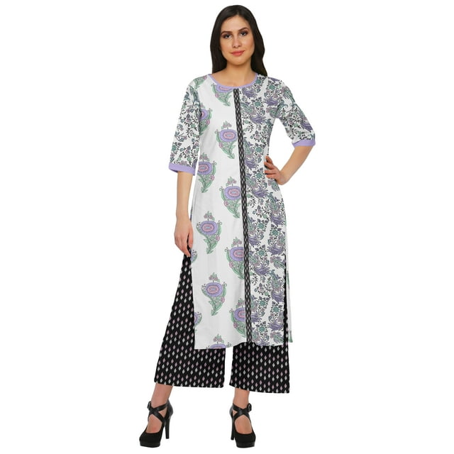 Moomaya Ensemble Décontracté en Viscose Santon pour Femmes, Robe 2 Pcs, Tenue Ethnique