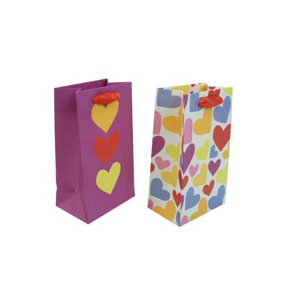 Hearts Gift Bags, 5" x 3" x 9", Multicolor, 2 Count, Valentine's Day by Way To Celebrate