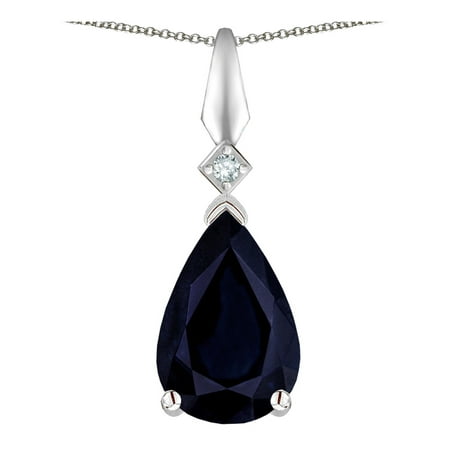 Star K Genuine Black Sapphire Drop Pear Shaped Pendant Necklace In 14 Kt Rose Gold Com - Black Sapphire Pendant Necklace