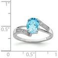 thumbnail image 4 of Sterling Silver Rhodium Light Swiss Blue Topaz & Diamond Ring (Size 7) Made In Thailand qdx567-7, 4 of 5