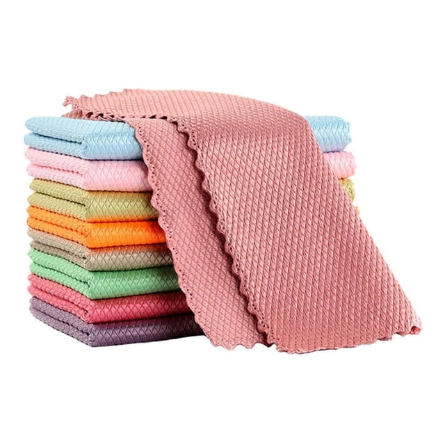 Chiffons de Nettoyage Polyvalents Sans Traces, Lingettes de Nettoyage Réutilisables en Fil et Acier Inoxydable, Chiffons en Microfibre Sans Récurage pour Cuisine, Verre et Surfaces Polies, 16"X12 Pouces
