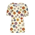 thumbnail image 4 of Camisetas Casuales de Manga Corta de las Mujeres de Color Sólido Cuello Redondo Superior, Blusa Ligera de Poliéster para Verano Primavera Diario, Fiesta Y Hogar, 4 of 4