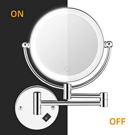 Brightinwd 5x Led Wall Mounted Makeup, Wall Mounted Plug In Lighted Mirror