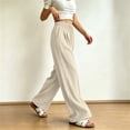 thumbnail image 7 of Mifsaly Women Pants Casual High Waist Wide Leg Palazzo Pants Lightweight Relaxed Fit Comfort Bottoms for Beach Lounge Work and Travel Beige,XL, 7 of 7