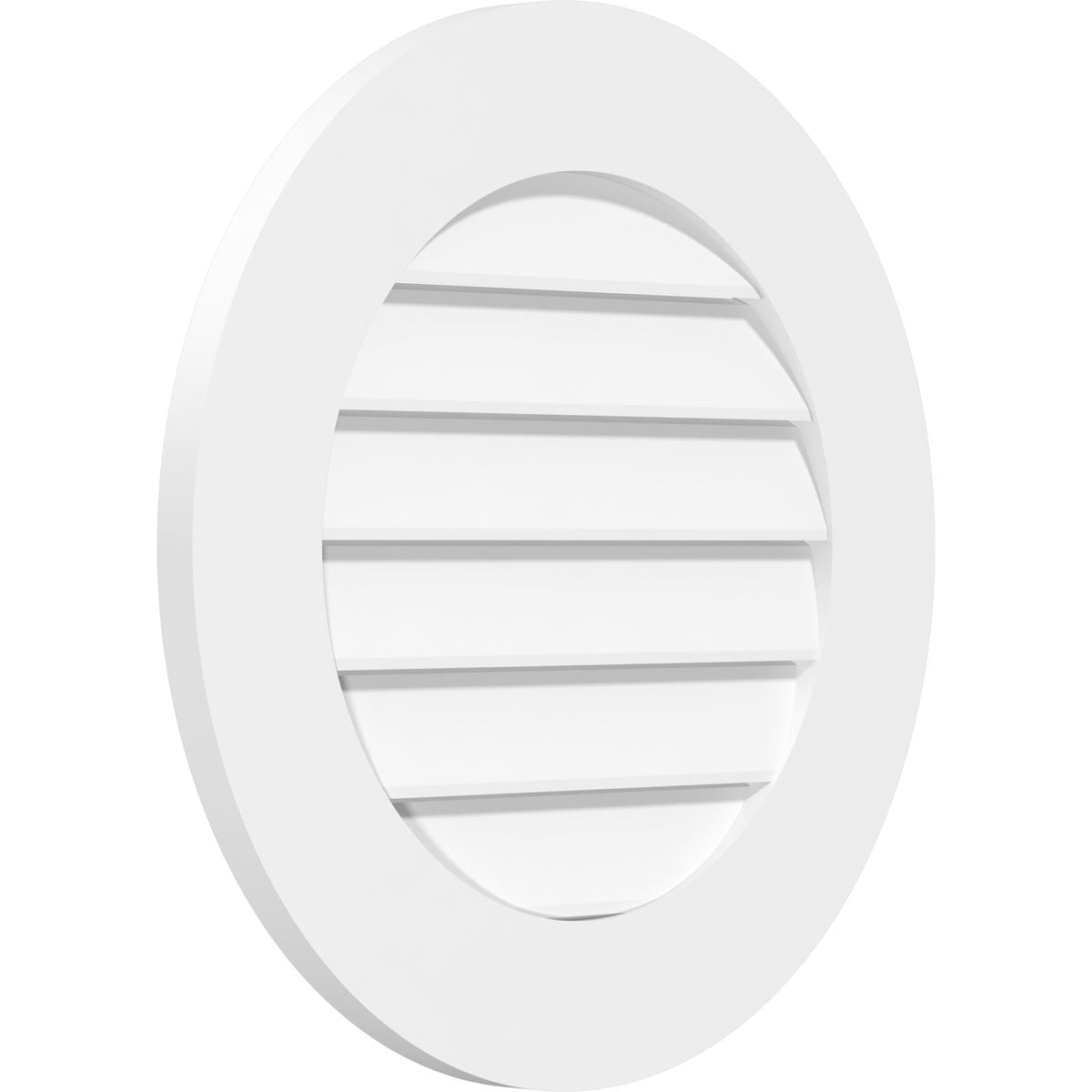 22"W x 22"H Round Surface Mount PVC Gable Vent: Functional, w/ 3-1/2"W x 1"P Standard Frame