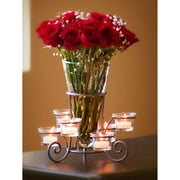 Glass Vase With Metal Centerpiece Tea Light Holder