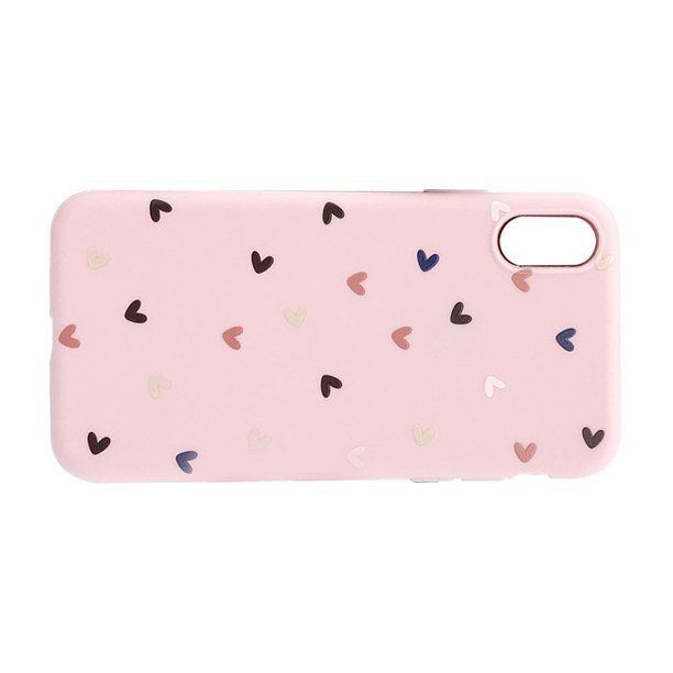 sweethay Reemplazo de la impresión del corazón de la cubierta del teléfono móvil de la caja del teléfono TPU para X/XS Teléfono y Comunicación rosado