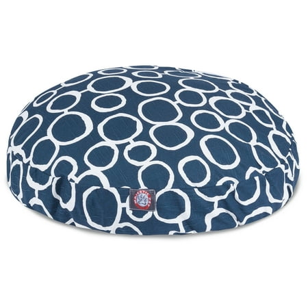 UPC: 0788995508649 | Majestic Pet Fusion Round Dog Bed Cotton Twill Removable Cover Navy Medium 36 x 36 x 5