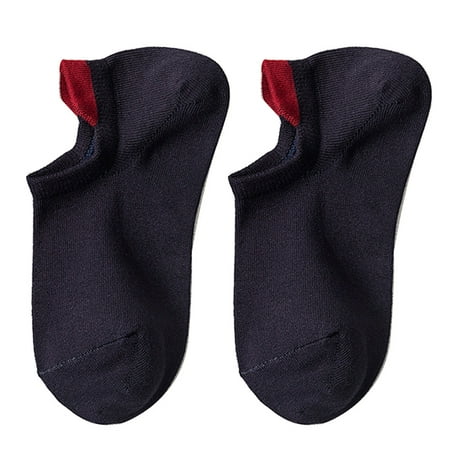 

harmtty Women Socks Color Block Low Cut Breathable Cotton Elastic Short Ankle Boat Socks Navy Blue