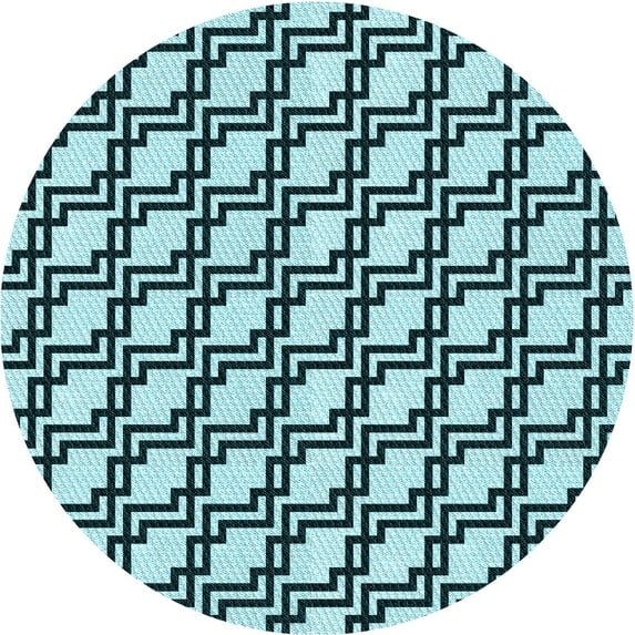 Ahgly Company Machine Washable Indoor Round Transitional Medium Teal Green Area Rugs, 4' Round