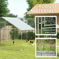 thumbnail image 5 of PawHut Chicken Run, Metal Chicken Coop w/ Waterproof & Anti-UV Cover, Feeding Door, Hanging Feeder, Perch, for 24-30 Chickens, 9.8' x 26.2' x 6.4', 5 of 9