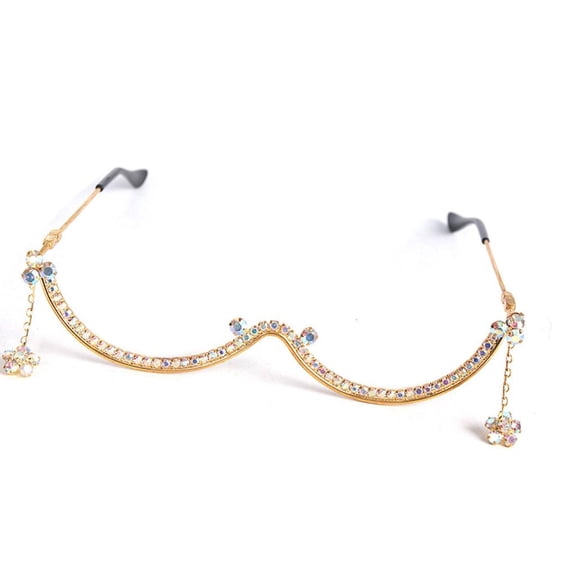 Weflink Fashionable Metal Glasses Frame Sparkling Rhinestones Detail Comfortable Wear