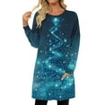 thumbnail image 3 of Christmas Outfit for Women Long Sleeve Loose Fit Tunic Tops with 2 Pockets Crewneck Xmas Printed T-shirts (S, Blue), 3 of 7