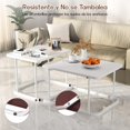 thumbnail image 2 of Juego de 2 Mesa de Centro, Decoración Moderna, Acero Inoxidable, Fácil Montaje, Diseño Cuadrado Anidado para Sala (Blanco), 2 of 4