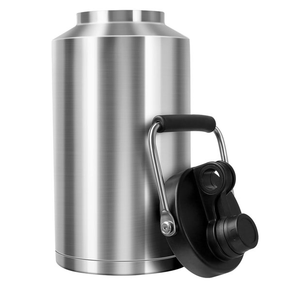 Gaganiu Botella De Agua Aislada Jarra De 1 Galón Con Asa Botella De Agua Grande De Acero Inoxidable De 128 Oz Boca Ancha Doble Vacío Para Bebidas Frías Y Calientes Acero Inoxidable