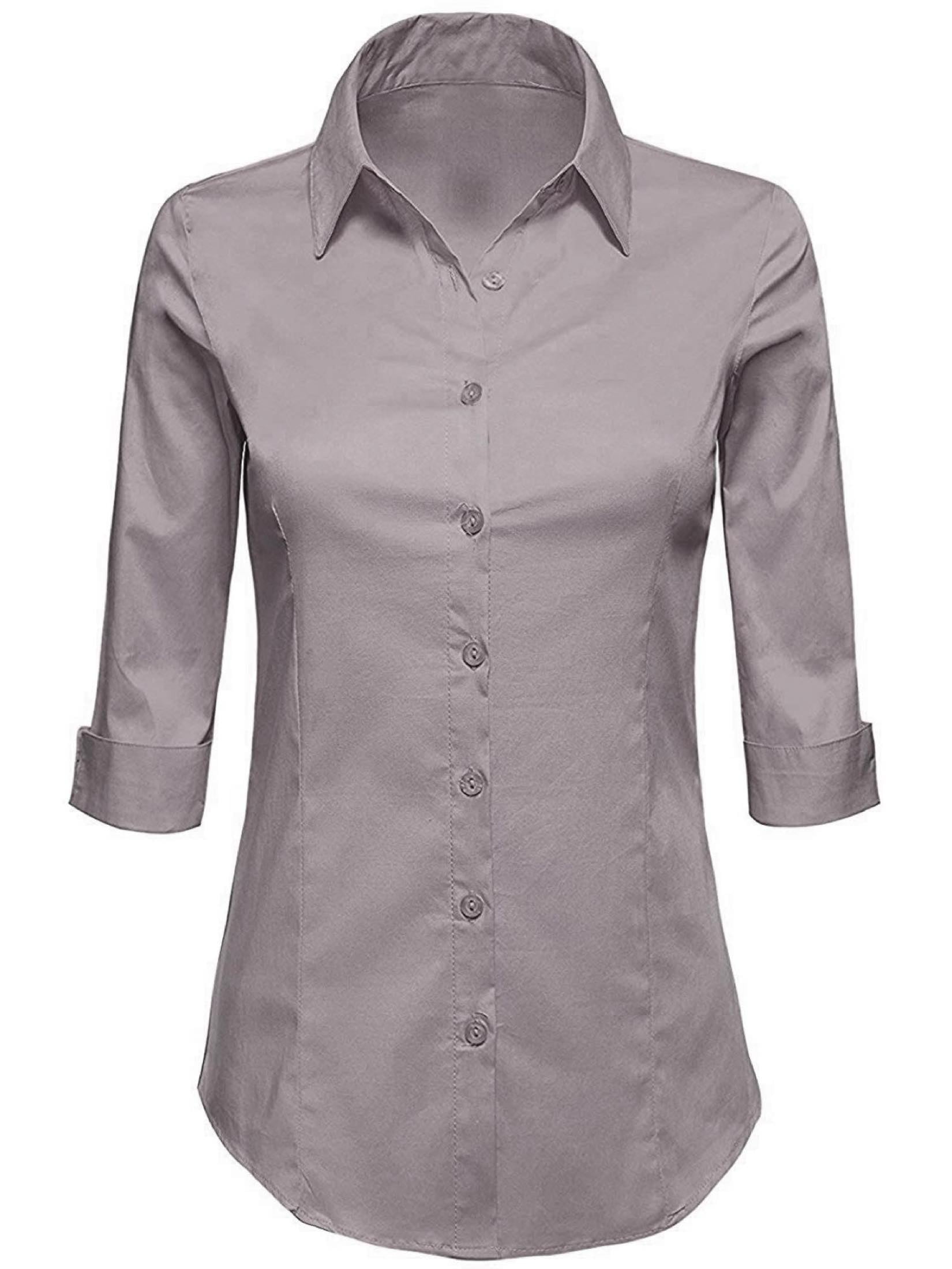 Mbj Wt Womens Sleeve Tailored Button Down Shirts Xl Grey