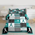 thumbnail image 2 of Feelyou Baseball Lover Boys Bedding Comforter Set, Green Stripes Abstract Plaid Twin Comforter Sets, Cartoon Sports Theme Reversible Bedding Set, Breathable Home Decor, 2 Pieces, 2 of 8