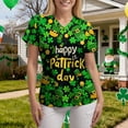 thumbnail image 5 of felwors Womens Scrubs Plus Size St Patricks Day Shirts Shamrock Printed V Neck Short Sleeve Nursing Tops Pocket Nurse Uniform (Dark Green, XL), 5 of 7