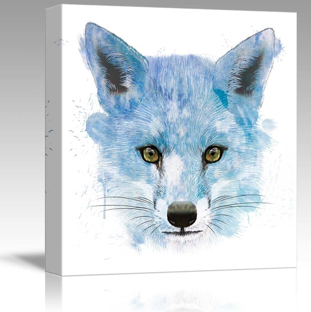 Wall26 Fun and Colorful Splattered Watercolor Wolf Canvas Art 24x24 inches 