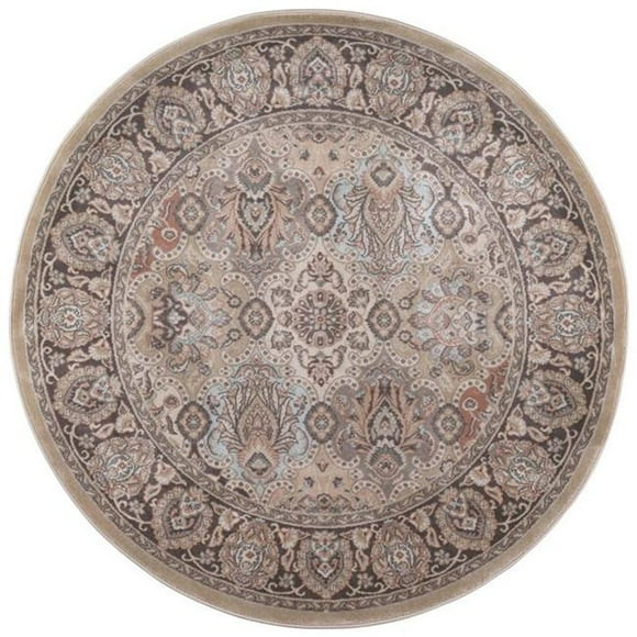 Radici 3802-0034-BEIGE Tapis Rond Oriental, Beige - 5 Pi. 3 Po.