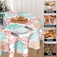 thumbnail image 4 of Ocean Summer Coral Tablecloth Round 60 Inch, Red Blue Orange Coral Reef Polyester Circle Table Cloth Wrinkle Stain Resistant Washable Table Cover for Kitchen Dining Room Party Picnic, 4 of 6