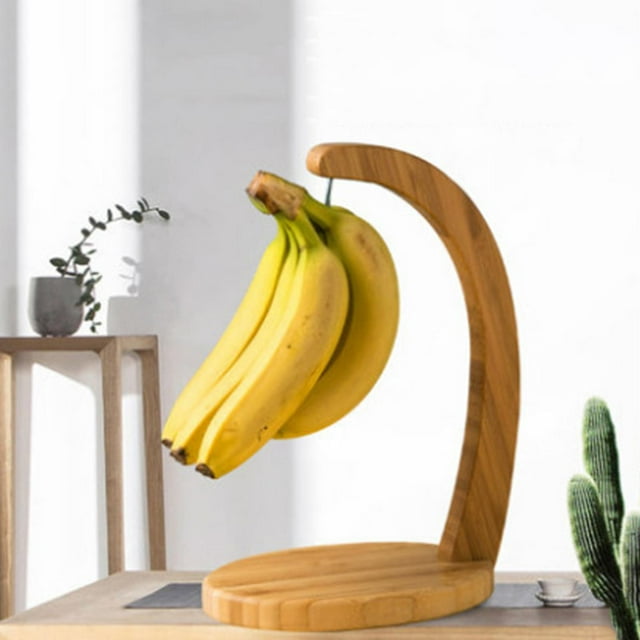 Soporte de soporte de bambú para suspensión de plátano-exhibición resistente de con gancho para o , encimera de almacenamiento BLESIY percha de plátano
