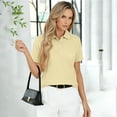 thumbnail image 4 of Hearthz Summer Short Sleeve Polo Shirts for Women 3 Buttons Collared Uniform Tops for Women UPF 50+ Sun Protection Golf Polos Collared Shirt Beige S, 4 of 5