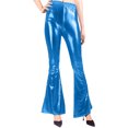 thumbnail image 5 of LEKWK Flare Pants for Women Slim Fit High Waisted Bell Bottom Pants Faux Leather Pants Shiny Metallic Pants for Disco Party Clubwear Wear Outfits, 5 of 8