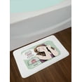 thumbnail image 2 of Keep Calm Bath Mat, Eat Cake Lettering with Retro Style Closed Eyes Woman and Desert, Plush Bathroom Decor Mat with Non Slip Backing, 29.5" X 17.5", Multicolor, by Ambesonne, 2 of 2