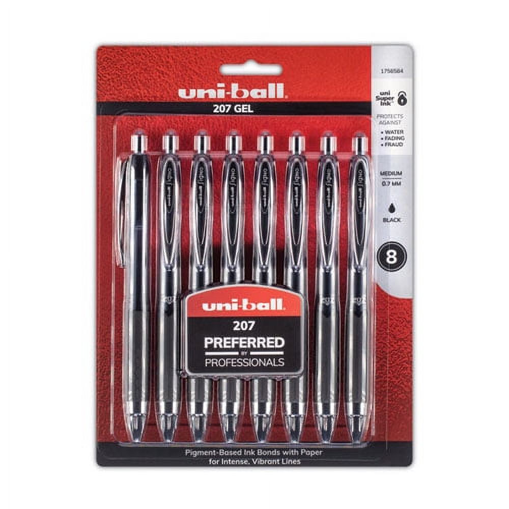 Signo 207 Gel Pen, Retractable, Medium 0.7 Mm, Black Ink, Translucent Black Barrel, 8/pack | Bundle of 2 Packs