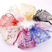 Wudygirl 100 PCS 3X4 Organza Bag with Drawstring Mixed Colour Small Jewelry Baby
