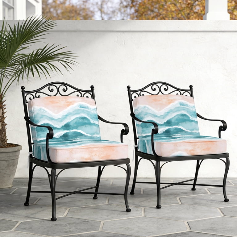 Waters Ripals Blue Gradient Water Ripples Beach Outdoor Seat Cushion Covers Set of 2 ...
