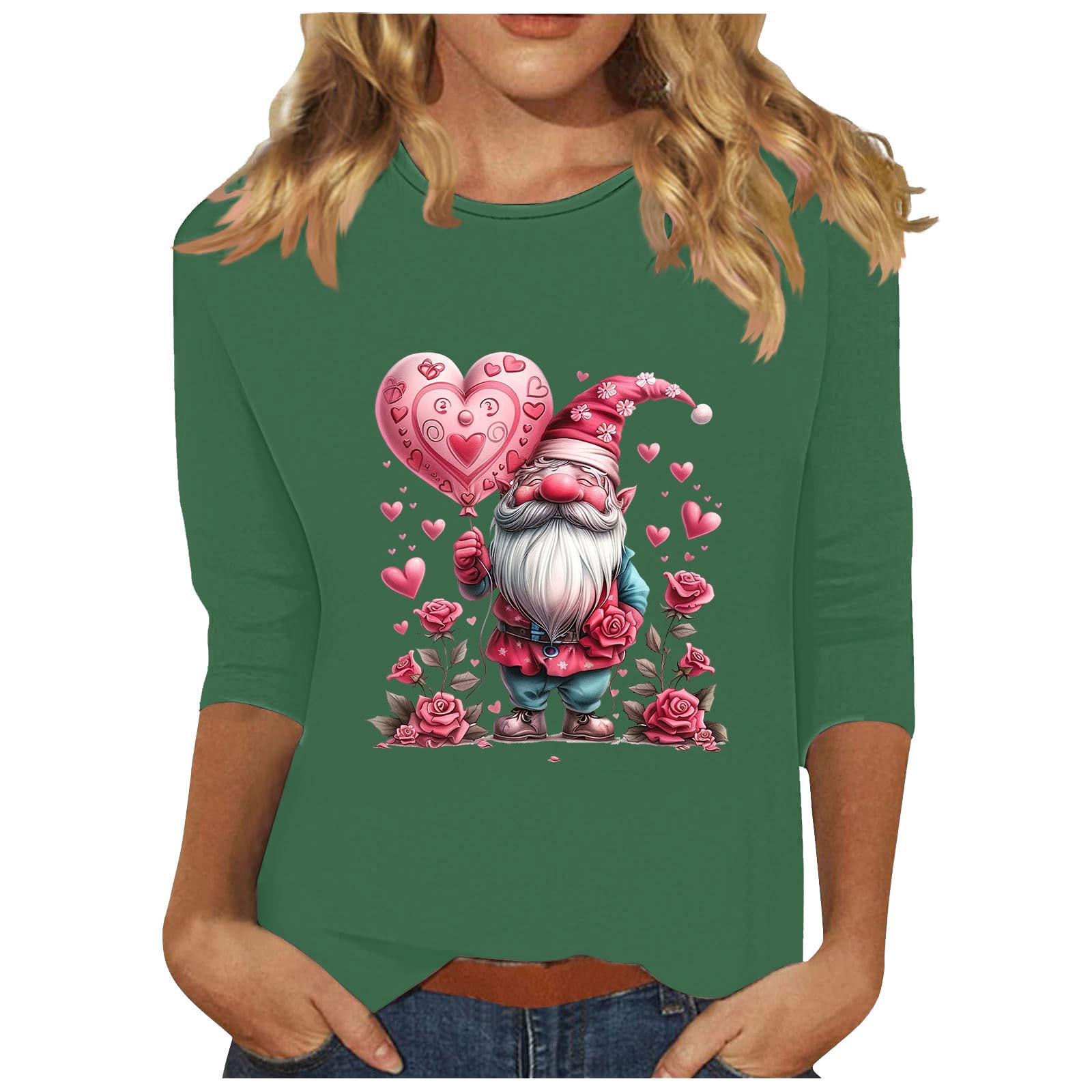 Dazajoo Prime Deals 3/4 Sleeve Shirts for Women Valentine's Day Cute