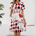 thumbnail image 2 of CASINO NIGHTS RED HEARTS FLUSH Sundress Short Sleeve Dress Summer Women Clothes Dress for Women Dresses, 2 of 7