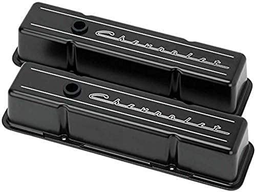 SBC Tall Valve Covers Chevrolet Script Black