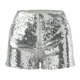 thumbnail image 5 of Pantalones cortos de lentejuelas para mujer, cintura alta elástica, brillantes, para conciertos - Poliéster, S-XL, diseño moderno de pierna recta, 5 of 7