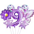 thumbnail image 1 of Juego de Globos de Cumpleaños JNNIMTRDAE Número 9 Morado, 1 of 5