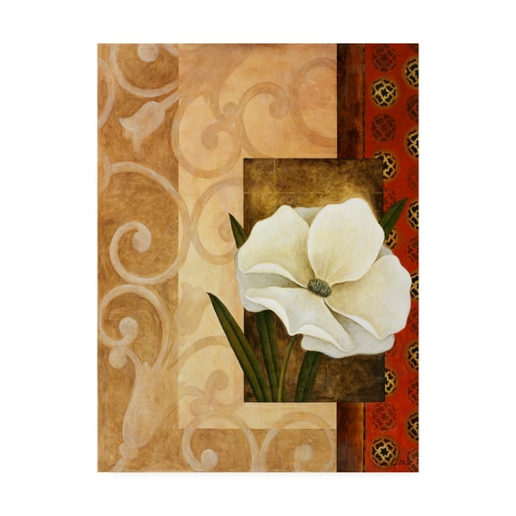 Trademark Fine Art 'White Floral Beige 1' Canvas Art by Pablo Esteban