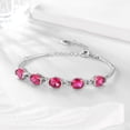 thumbnail image 6 of Juwaliy 18K White Gold Plated Oval Tennis Bracelets for Women,July Birthstone Bracelet Red Ruby Jewelry Birthday Valentines Gifts for Girlfriend/Wife, 6 of 8