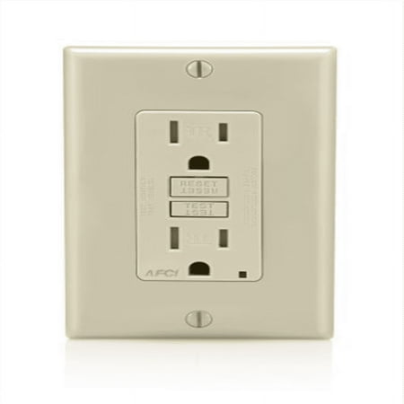 Leviton AFTR1-T SmartlockPro Outlet Branch Circuit Arc-Fault Circuit Interrupter Receptacle, 15-Amp, 120-volt, Light Almond