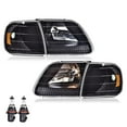 thumbnail image 2 of Headlights Assembly Fit for Ford F150 1997-2003/Ford Expedition 1997-2002 Bumper Headlamps Clear lens Black Housing Amber Reflector, 2 of 9